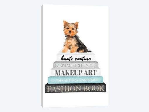 Grey Books With Teal, Yorkie