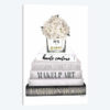 Grey Books With White Peony Vase