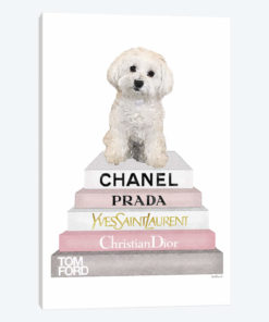 Pink Grey Books, With Maltese
