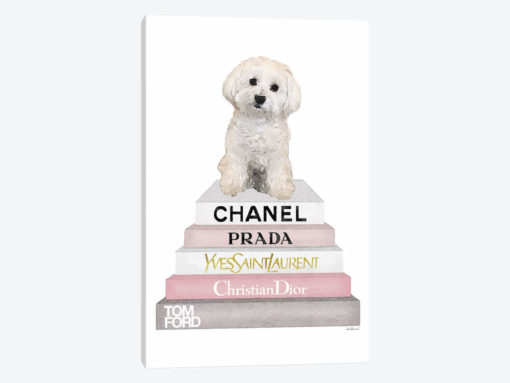 Pink Grey Books, With Maltese