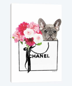 Small White Shopper, Flowers & Grey Frenchie