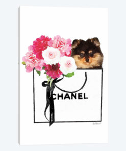 Small White Shopper, Flowers & Pomeranian