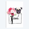Small White Shopper, Flowers & Pug