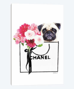 Small White Shopper, Flowers & Pug