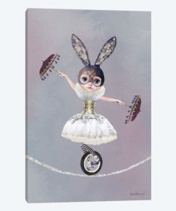 Miss Lily Rabbit Riding A Unicycle On A Tightrope At The Circus