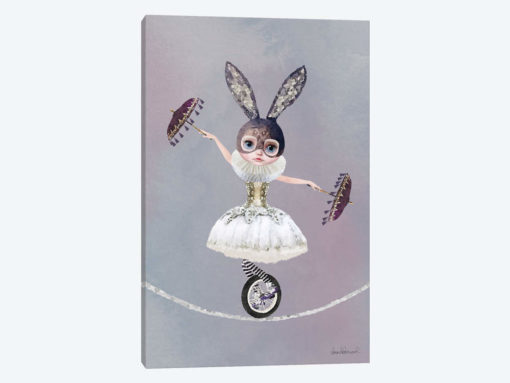 Miss Lily Rabbit Riding A Unicycle On A Tightrope At The Circus