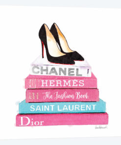 Pink And Teal Fashion Books With High Heel Shoes