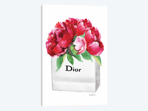 Small Fashion Shopping Bag With Deep Pink Peonies