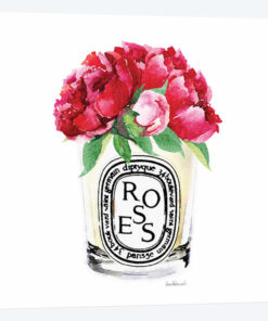Candle With Deep Pink Peonies