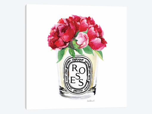 Candle With Deep Pink Peonies