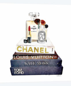 Stack Of Fashion Books With A Hint Of Gold Makeup