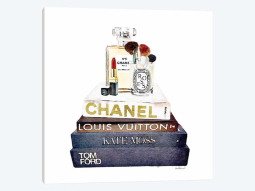 Stack Of Fashion Books With A Hint Of Gold Makeup