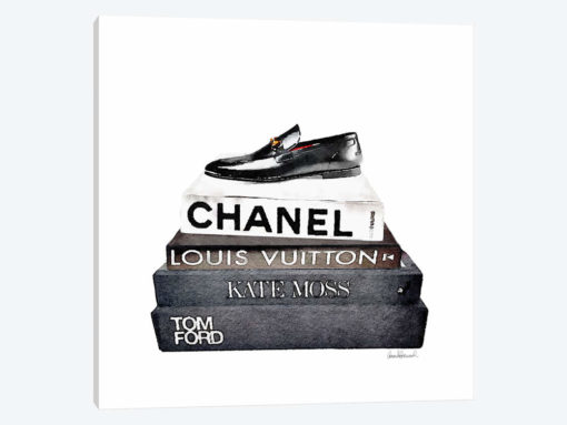 Stack Of Fashion Books With A Man's Shoe