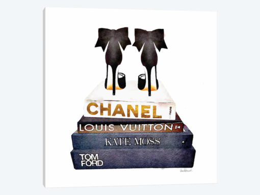 Stack Of Fashion Books With Bow Heels