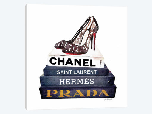 Stack Of Fashion Books With Lace Shoes