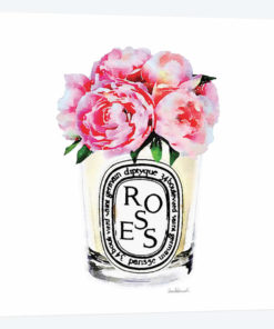Candle With Pink Peonies
