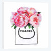 White Fashion Shopping Bag With Pink Peonies