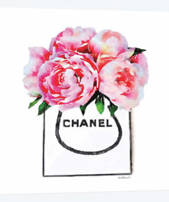 White Fashion Shopping Bag With Pink Peonies