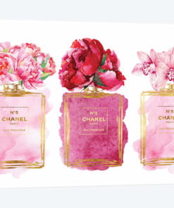 Three Perfume Bottles In Pink