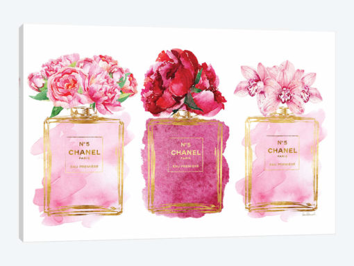 Three Perfume Bottles In Pink