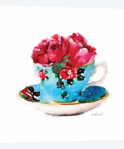 Blue Teacup With Flower, Square
