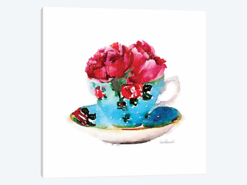 Blue Teacup With Flower, Square