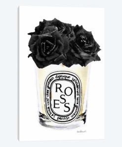 Candle With Black Roses