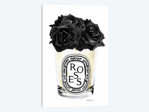 Candle With Black Roses