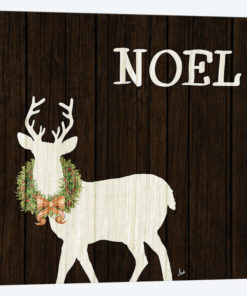 Wooden Deer with Wreath I