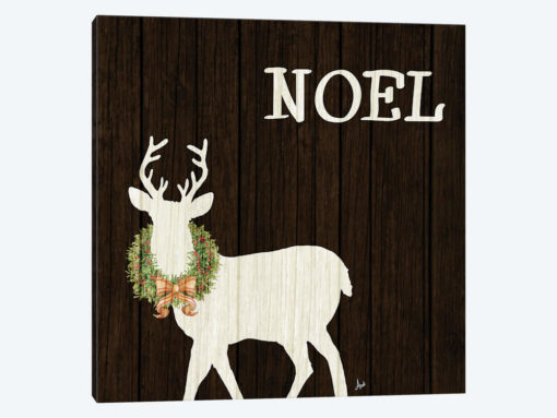 Wooden Deer with Wreath I