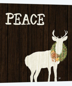 Wooden Deer with Wreath II