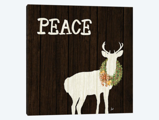 Wooden Deer with Wreath II