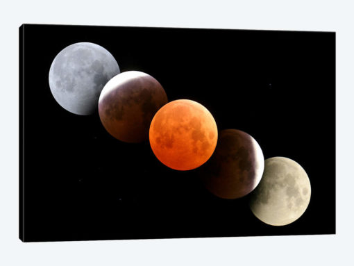 Digital Composite Of Total Lunar Eclipse