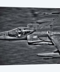 A Royal Air Force Harrier GR9 Flying Low Over North Wales, B&W