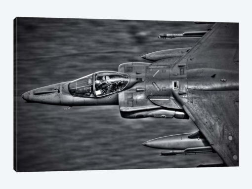 A Royal Air Force Harrier GR9 Flying Low Over North Wales, B&W