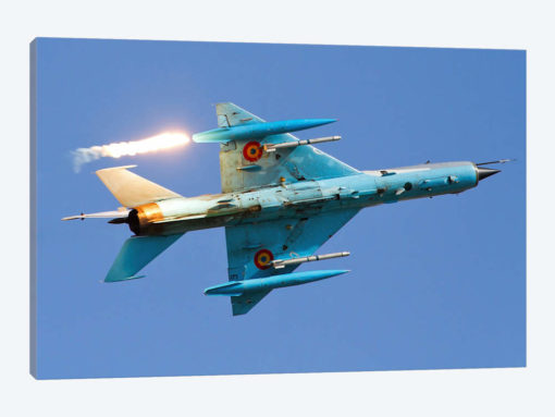 Romanian Air Force MiG-21MF Lancer Popping Flares