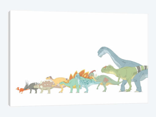 Pencil Drawing Illustrating Various Dinosaurs And Their Comparative Sizes