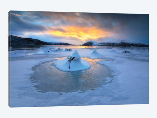 A Frozen Fjord That Is Part Of Tjeldsundet In Troms County, Norway