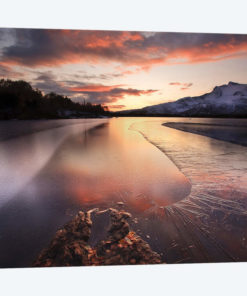 A Frozen Straumen Lake On Tjeldoya Island In Nordland County, Norway