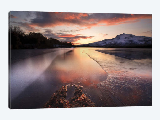 A Frozen Straumen Lake On Tjeldoya Island In Nordland County, Norway