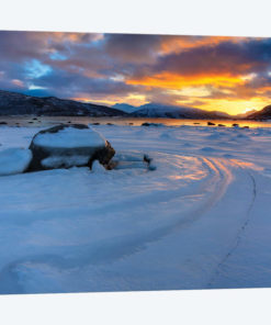 A Winter Sunset Over Tjeldsundet At Evenskjer, Troms County, Norway