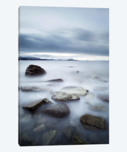 Long Exposure Scene Of Rocks In Vaagsfjorden Fjord, Norway