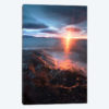 Midnight Sun Over Vagsfjorden, Skanland, Troms County, Norway