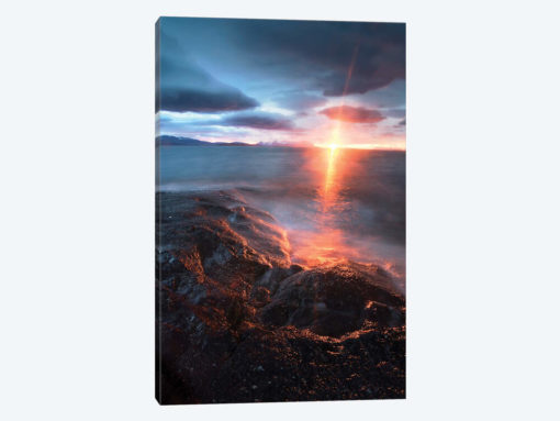 Midnight Sun Over Vagsfjorden, Skanland, Troms County, Norway