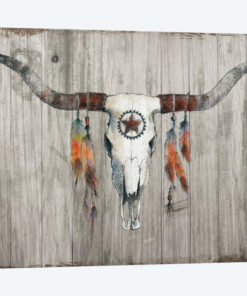 Longhorn On Dark Gray Wood