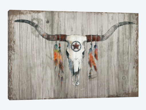Longhorn On Dark Gray Wood