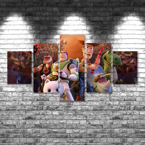 Toy Story 3 Poster set Toy Story Canvas Art Print, 5 piece large canvas, multi panel wall art canvas, home decoration, room decor, hanging