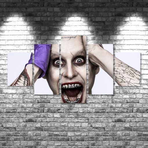 Suicide Squad Poster set Joker Canvas Art Print, 5 piece large canvas, multi panel wall art canvas, home decoration, room decor