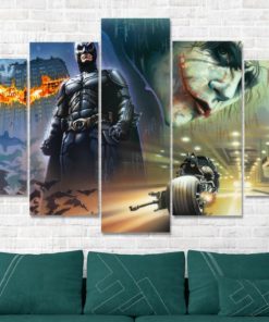 Batman The Joker Comic Book Movie Canvas Print - 5 Panel Canvas - Multi Panel Canvas - Home Decor- Wall Art - Ready To Hang