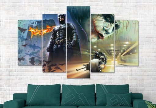 Batman The Joker Comic Book Movie Canvas Print - 5 Panel Canvas - Multi Panel Canvas - Home Decor- Wall Art - Ready To Hang